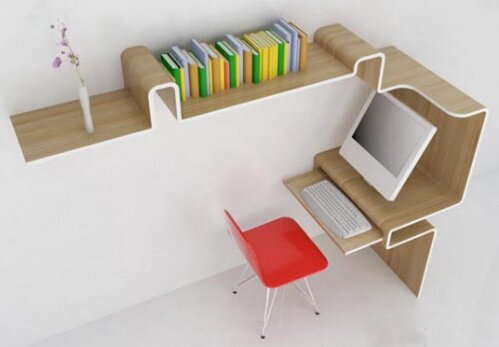 Small Space Computer Desk - Bookshelf from MisoSoupDesign